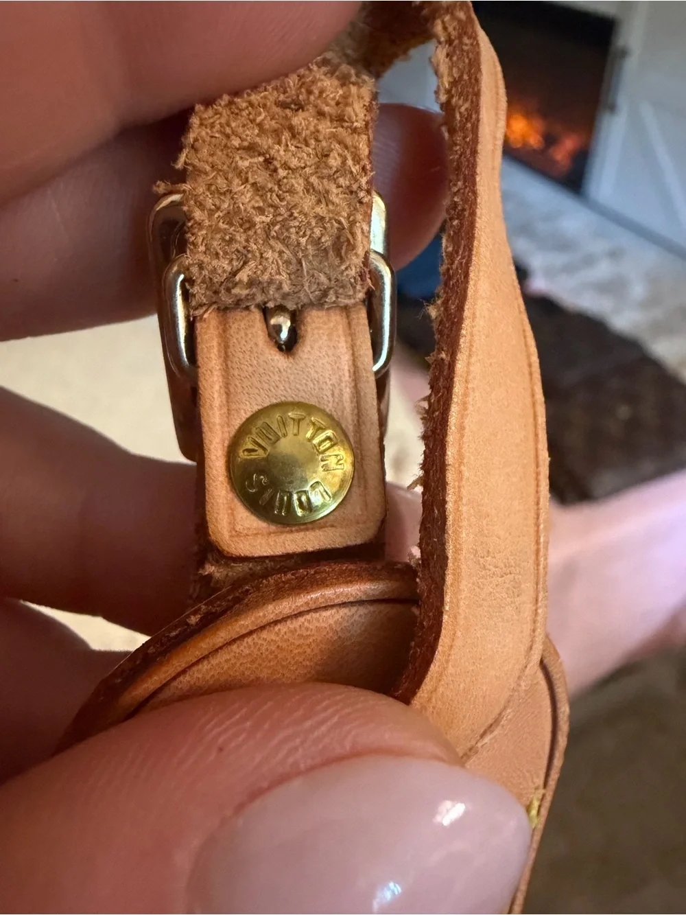 Louis Vuitton Vintage Vachetta Leather Luggage Tag & Strap Set – Made in France